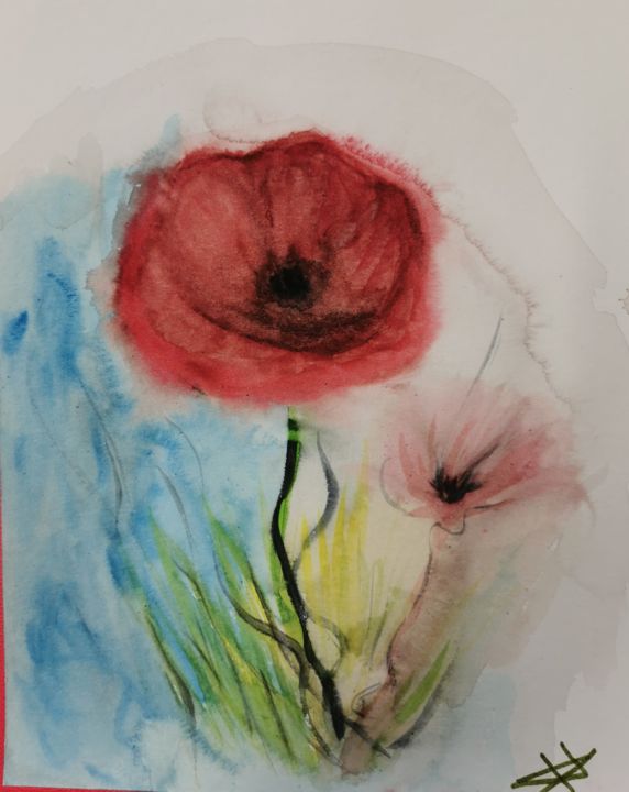 Peinture intitulée "Aquared" par Alice Dimur, Œuvre d'art originale, Aquarelle