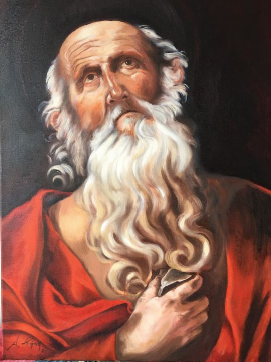 Pintura titulada "St.Jerome" por Hakan Oğuz, Obra de arte original, Oleo