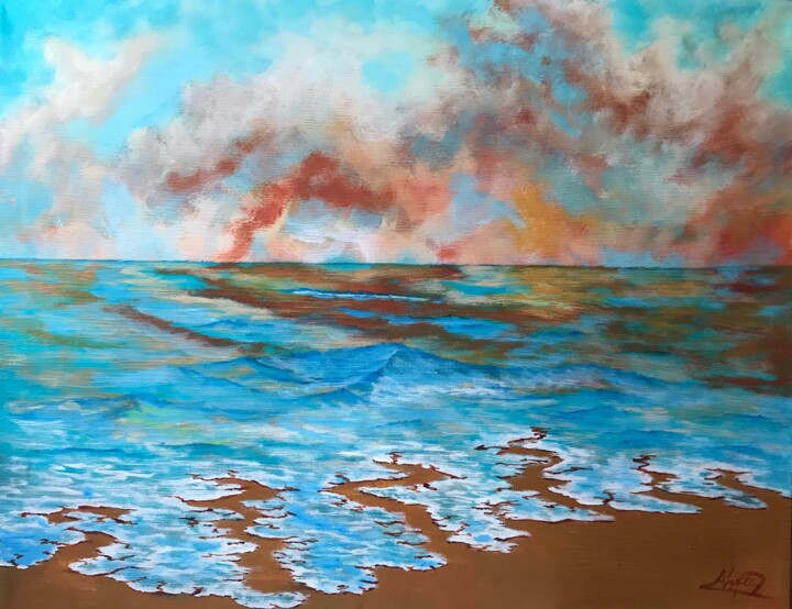 Malerei mit dem Titel "Seascape349" von Alicia Lopez, Original-Kunstwerk, Acryl