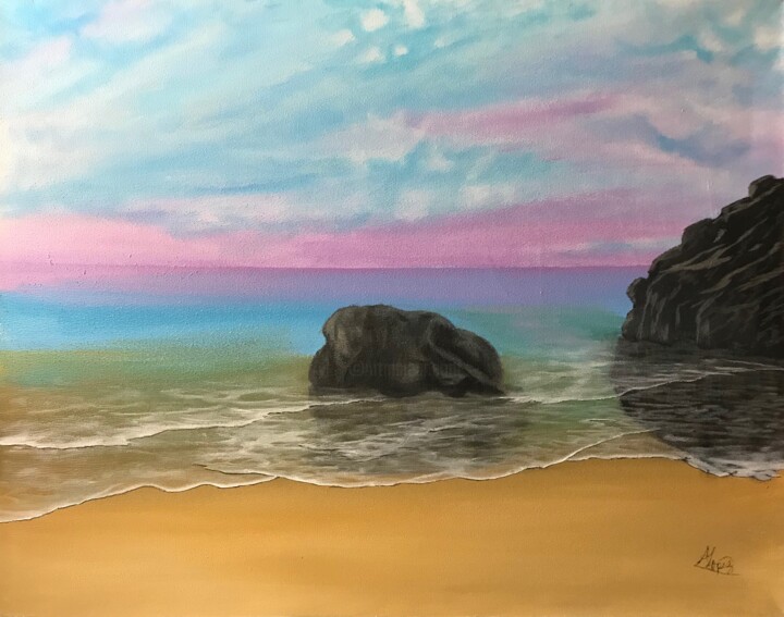 Painting titled "Seascape800" by Alicia Lopez, Original Artwork, Oil