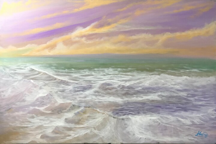Картина под названием "The sea" - Alicia Lopez, Подлинное произведение искусства, Акрил