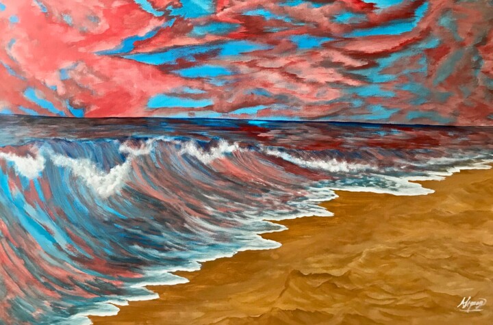 Schilderij getiteld "Seascape 290" door Alicia Lopez, Origineel Kunstwerk, Olie