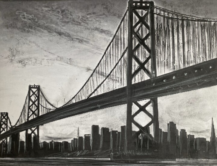 Desenho intitulada "The bridge" por Alicia Lopez, Obras de arte originais, Carvão