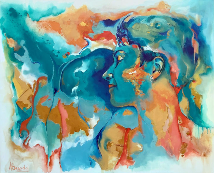 Pintura titulada "Entre poesía y sueñ…" por Alicia Besada, Obra de arte original, Oleo