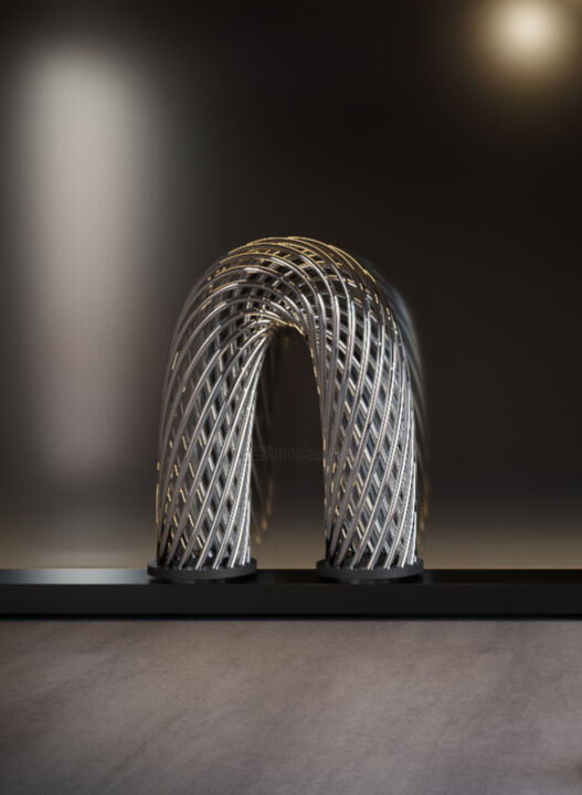 Sculptuur getiteld "Parabola nierdzewna" door Alicja Motyka Krzysiek Szczypiński, Origineel Kunstwerk, Roestvrij Staal