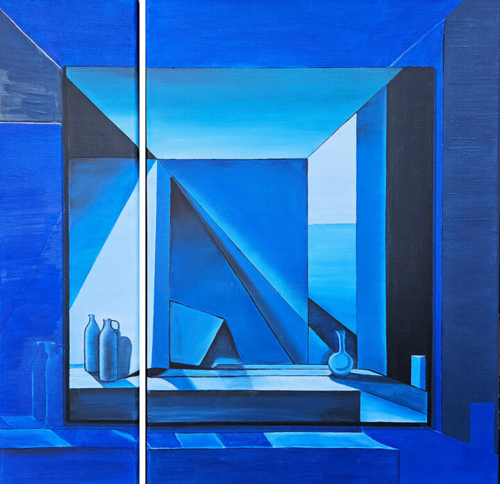 Painting titled "Primary_Blue" by Alida Velea, Original Artwork, Oil