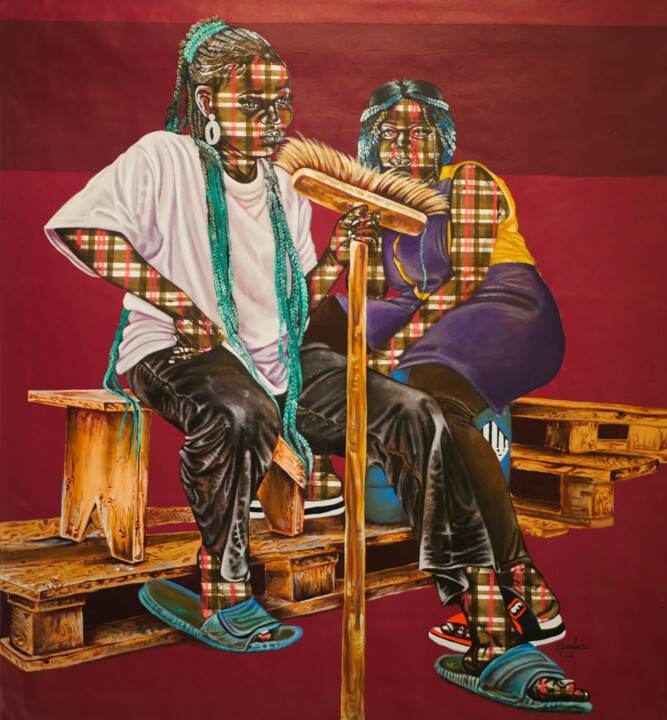 Peinture intitulée "Cleaners" par Alida Ymelé, Œuvre d'art originale, Acrylique Monté sur Châssis en bois