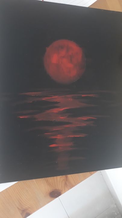 Peinture intitulée "Red moon" par Noelie Albouy (Alien), Œuvre d'art originale, Acrylique
