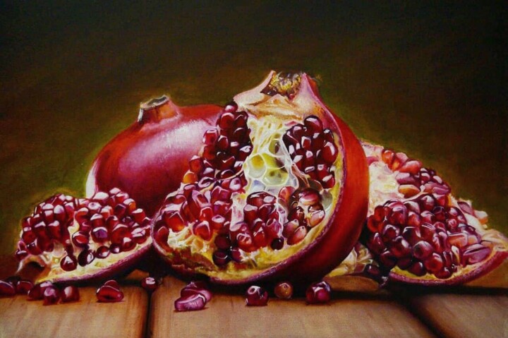 Painting titled "Pomegranate" by Alik Mkrtichyan, Original Artwork, Oil