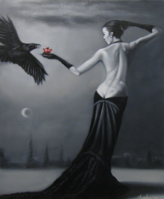Painting titled "Mistress of the Nig…" by Alikhanov, Original Artwork, Other