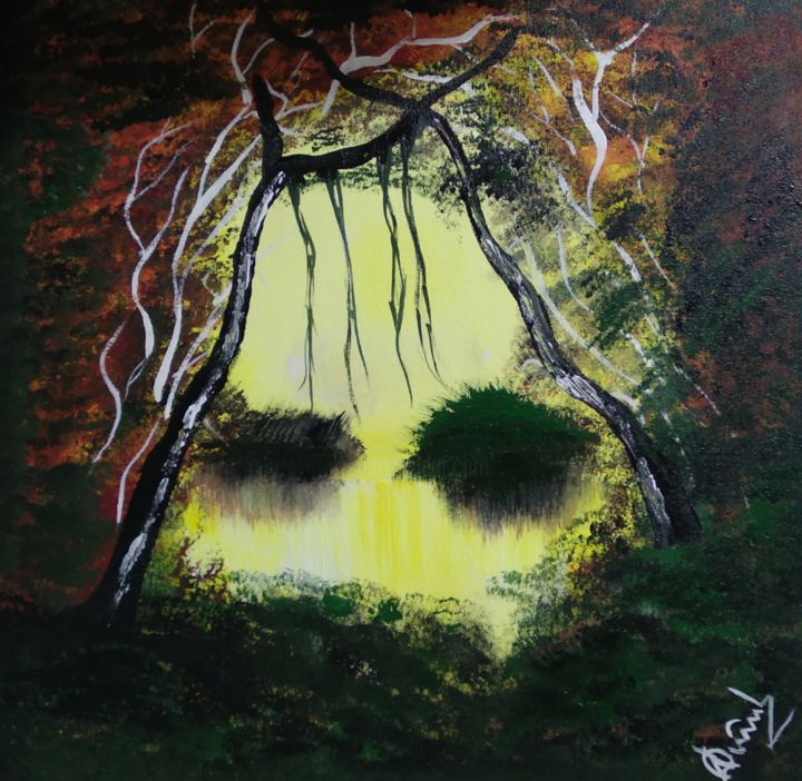 Painting titled "Dark noon" by Alimul Islam, Original Art, Acrylic