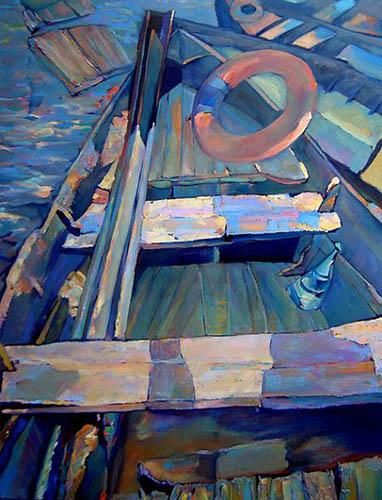 Painting titled "barques" by Alin Vartceanu, Original Artwork