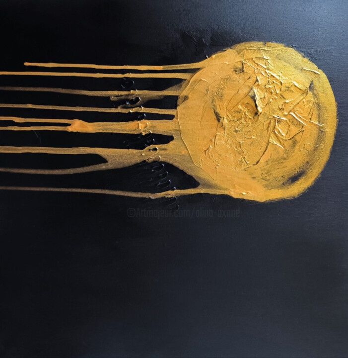 Pintura titulada "Golden Run of the M…" por Alina Axane, Obra de arte original, Acrílico Montado en Panel de madera