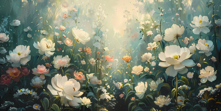 Digitale Kunst mit dem Titel "Enchanted Blooms: W…" von Alina Chalaya, Original-Kunstwerk, Digitale Malerei