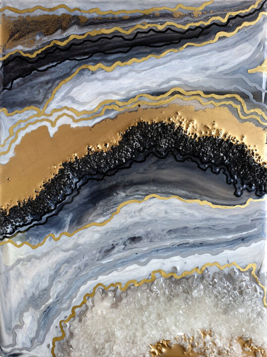 Painting titled "Stone cut in Resin…" by Alina Fayzi, Original Artwork, Resin