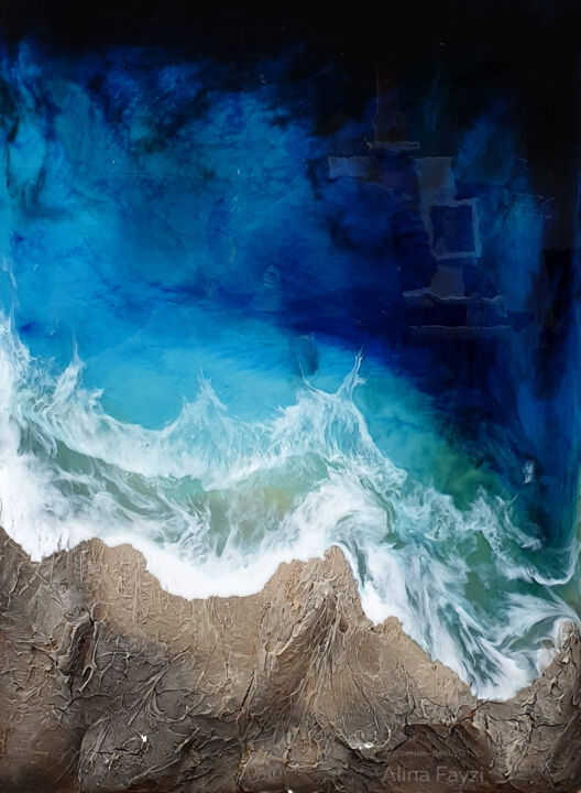 Pittura intitolato "Painting Sea in tec…" da Alina Fayzi, Opera d'arte originale, Acrilico