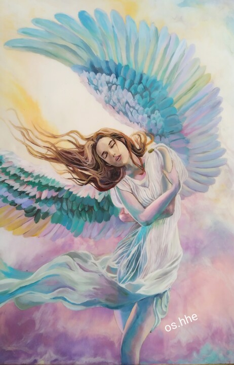 Картина под названием "Полёт Ангела" - Алина Когтова (Os.hhe), Подлинное произведение искусства, Акрил Установлен на Деревян…