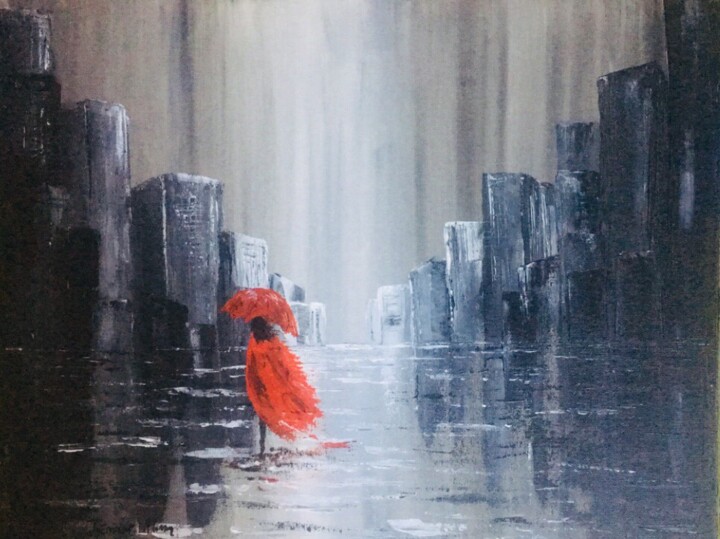 Painting titled "Umbrella" by Alina Lidia Tanase, Original Artwork, Acrylic