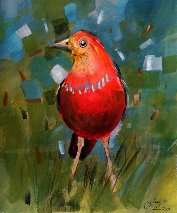 Painting titled "Bird" by Alina Matykiewicz, Original Artwork, Watercolor
