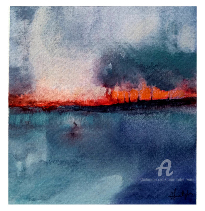 Painting titled "Boat" by Alina Matykiewicz, Original Artwork, Watercolor