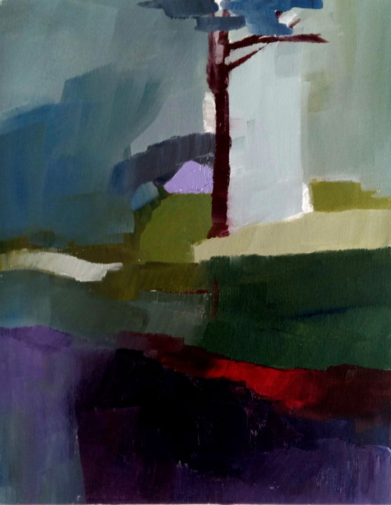 Malarstwo zatytułowany „Landscape with” autorstwa Alina Matykiewicz, Oryginalna praca, Olej