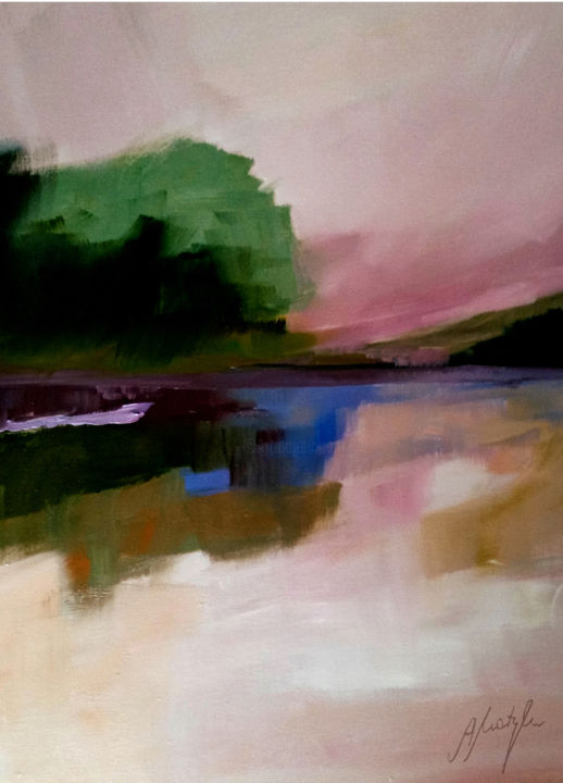 Digital Arts titled "Sunny lake" by Alina Matykiewicz, Original Artwork, Digital Painting