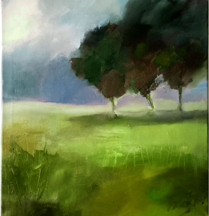 Digital Arts titled "Lemon meadow" by Alina Matykiewicz, Original Artwork, Digital Painting