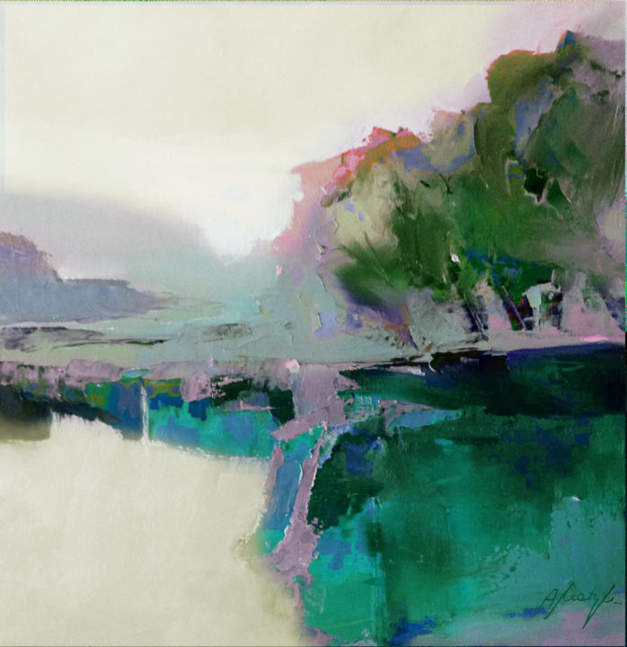 Arte digital titulada "Over the turquoise…" por Alina Matykiewicz, Obra de arte original, Oleo