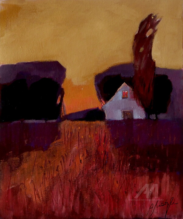 Painting titled "Dark landscape" by Alina Matykiewicz, Original Art, Acrylic