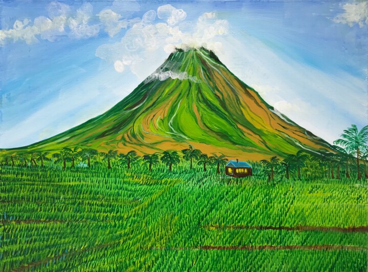 Malarstwo zatytułowany „Volcano” autorstwa Alina Morozova, Oryginalna praca, Olej
