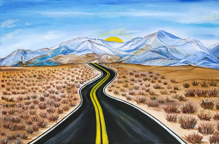 Painting titled "Highway in Californ…" by Alina Morozova, Original Artwork, Oil