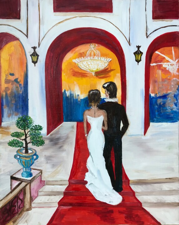 Painting titled "Red carpet" by Alina Morozova, Original Artwork, Oil