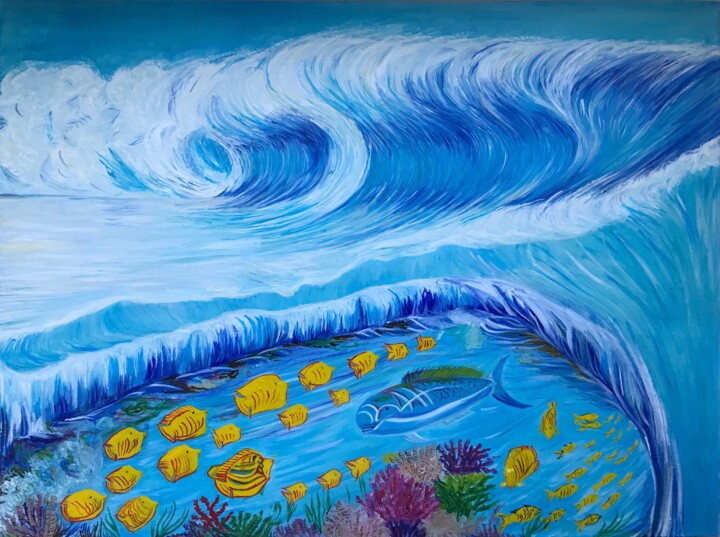 Painting titled "Undersea" by Alina Morozova, Original Artwork, Oil