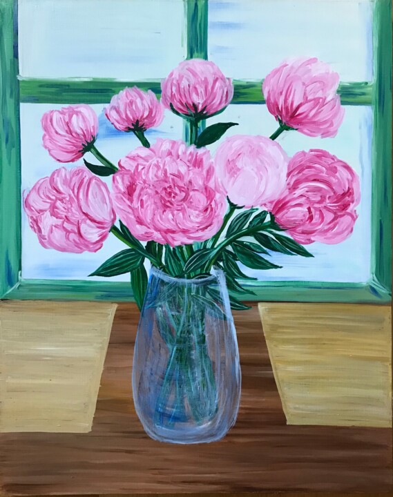 Pittura intitolato "Peonies" da Alina Morozova, Opera d'arte originale, Olio