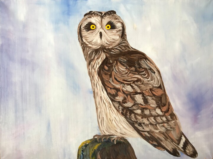 Schilderij getiteld "Owl" door Alina Morozova, Origineel Kunstwerk, Olie