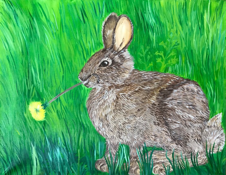 Schilderij getiteld "Rabbit" door Alina Morozova, Origineel Kunstwerk, Olie