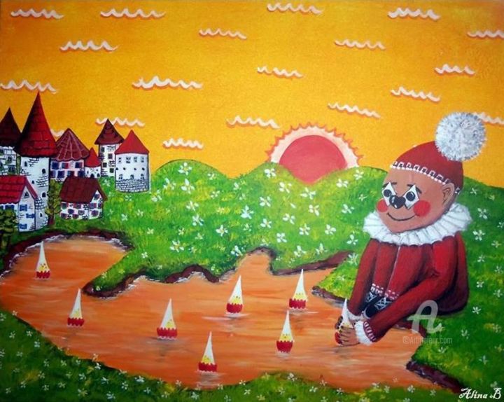 Malerei mit dem Titel ""Welcome to Joyland"" von Alina Burinskaite Art, Original-Kunstwerk, Acryl