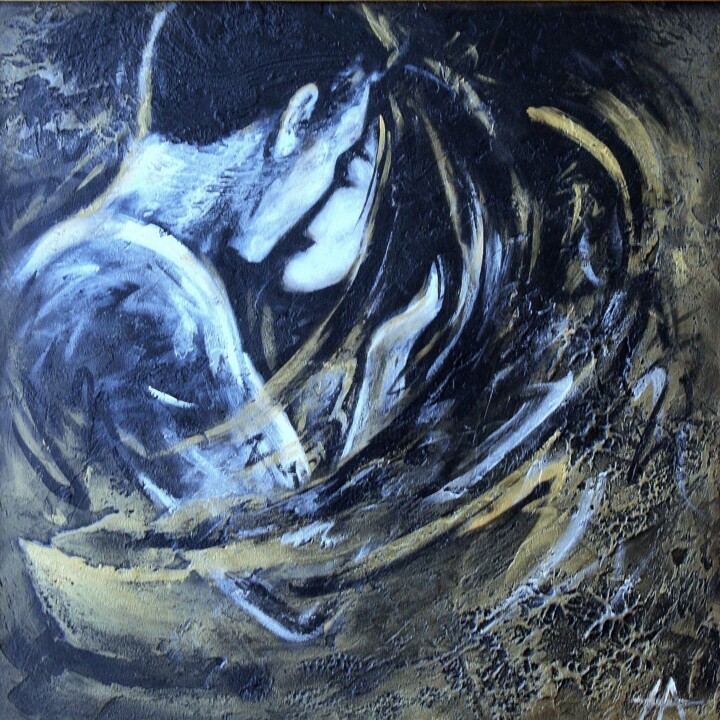 Картина под названием "The souls of the tw…" - Alina Nikitina, Подлинное произведение искусства, Акрил Установлен на Деревян…