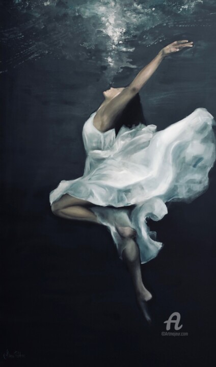 Peinture intitulée "BALLERINA UNDERWATER" par Alina Poloboc, Œuvre d'art originale, Huile