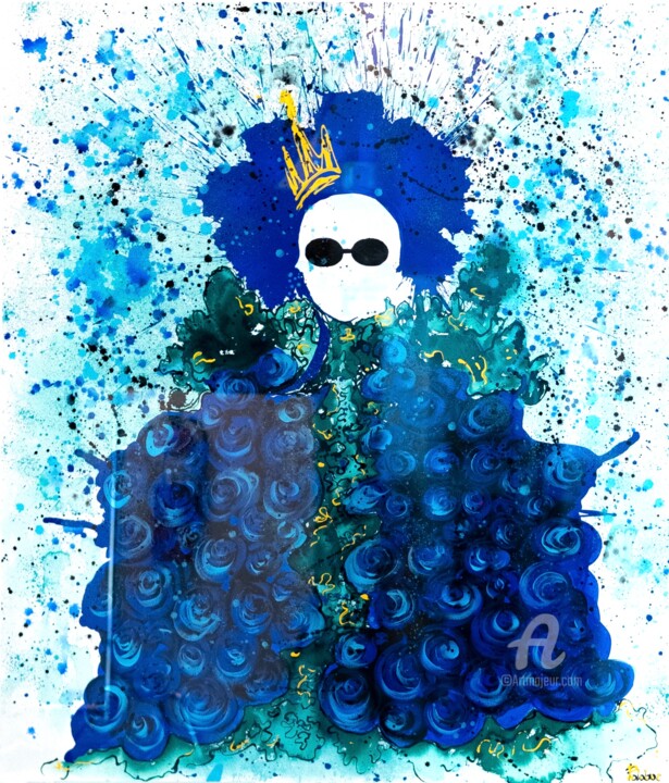 Painting titled "FANCY BLUE KING" by Alina Poloboc, Original Artwork, Acrylic