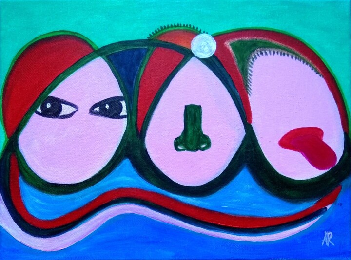 Painting titled "Trois brigands : me…" by Alina Reyes, Original Artwork, Acrylic Mounted on Wood Stretcher frame