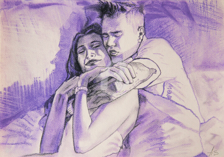 Рисунок под названием "Justin and Hailey B…" - Alina Shangina, Подлинное произведение искусства, Пастель