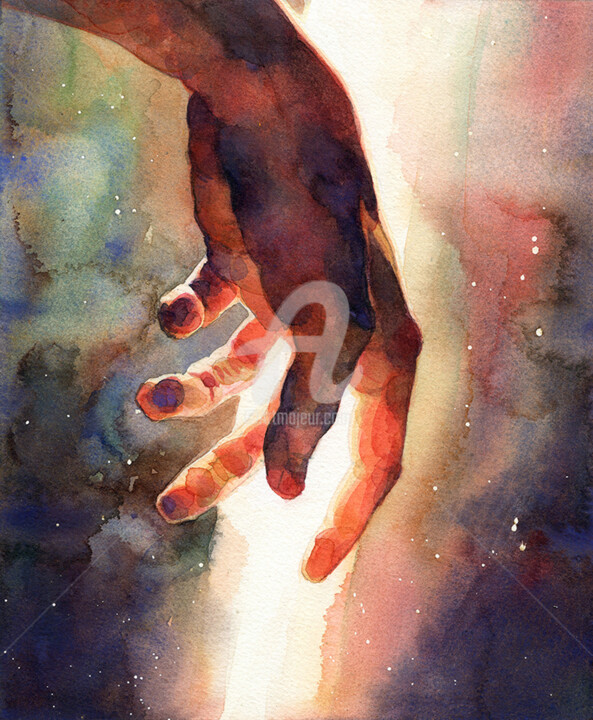 Peinture intitulée "" Hand " - painting…" par Alina Shangina, Œuvre d'art originale, Aquarelle