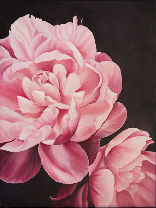 제목이 "Розовые пионы"인 미술작품 Alina Shustrova로, 원작, 기름 나무 들것 프레임에 장착됨