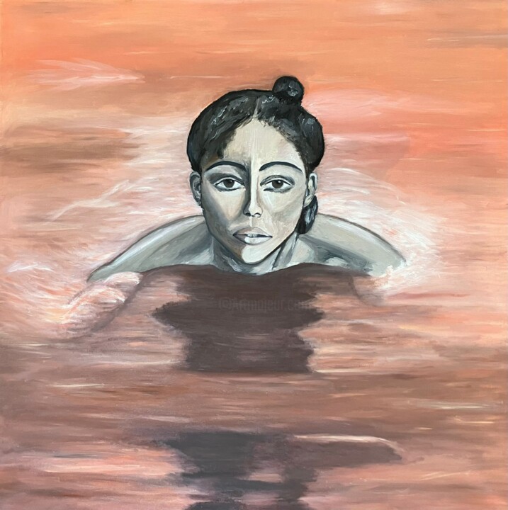 Peinture intitulée "Купание в красно-ор…" par Alina Smitienko, Œuvre d'art originale, Huile