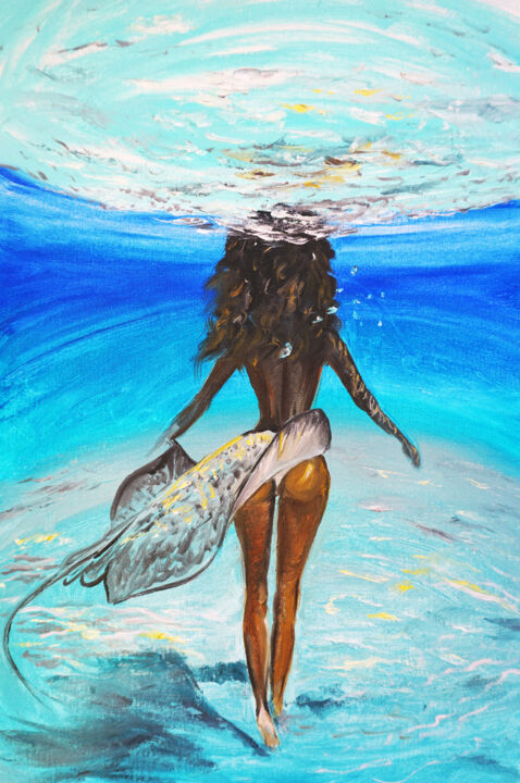 Painting titled "Stingray skirt" by Alina Sunny, Original Artwork, Oil