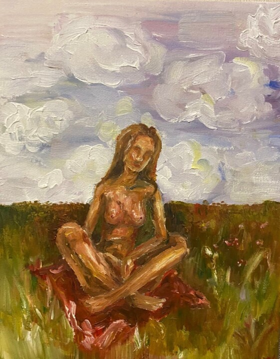 Painting titled "Одна" by Alina Voloshina, Original Artwork, Oil