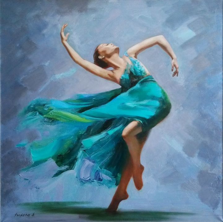 Картина под названием "Энергия танца." - Alina Yakhyaeva, Подлинное произведение искусства, Масло