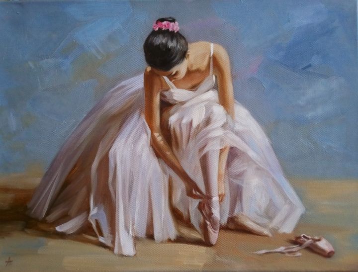 Painting titled "Pointe shoes." by Alina Yakhyaeva, Original Art, Oil