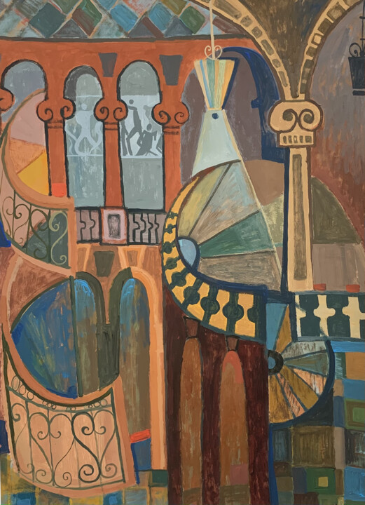 Картина под названием "Академия" - Алина Жукова, Подлинное произведение искусства, Темпера Установлен на картон